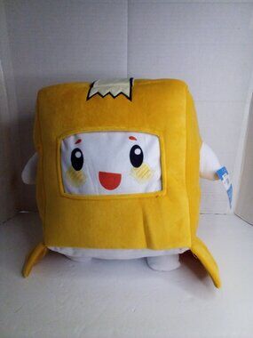 LankyBox Jumbo Plush 16" Boxy Stuffed Bonkers Toy Co Yellow White